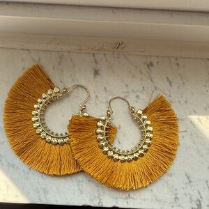 Gold and Tan Fringe Earrings